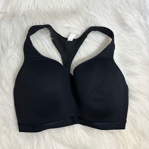 Under Armour Sports Bra Women's Size 36DD Black Compression Mesh Racerba…